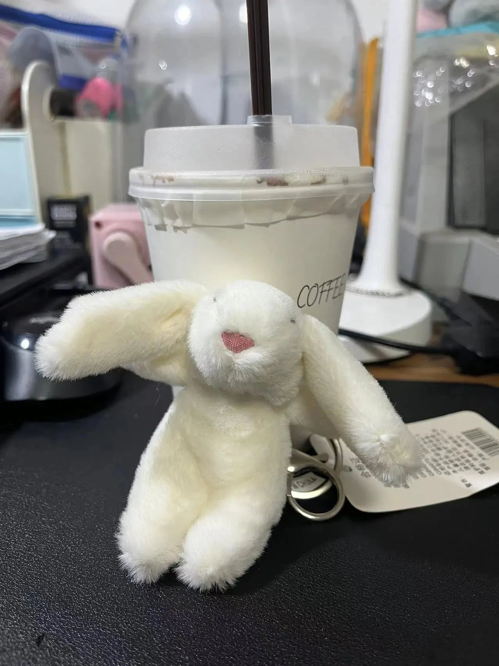 Stuffed Animals Cute Cartoon Rabbit Keychain Love Pompom Trinket Toy Girl Bag Car Keychain Mobile Phone Pendant Jewelry Gift Econic Blanks
