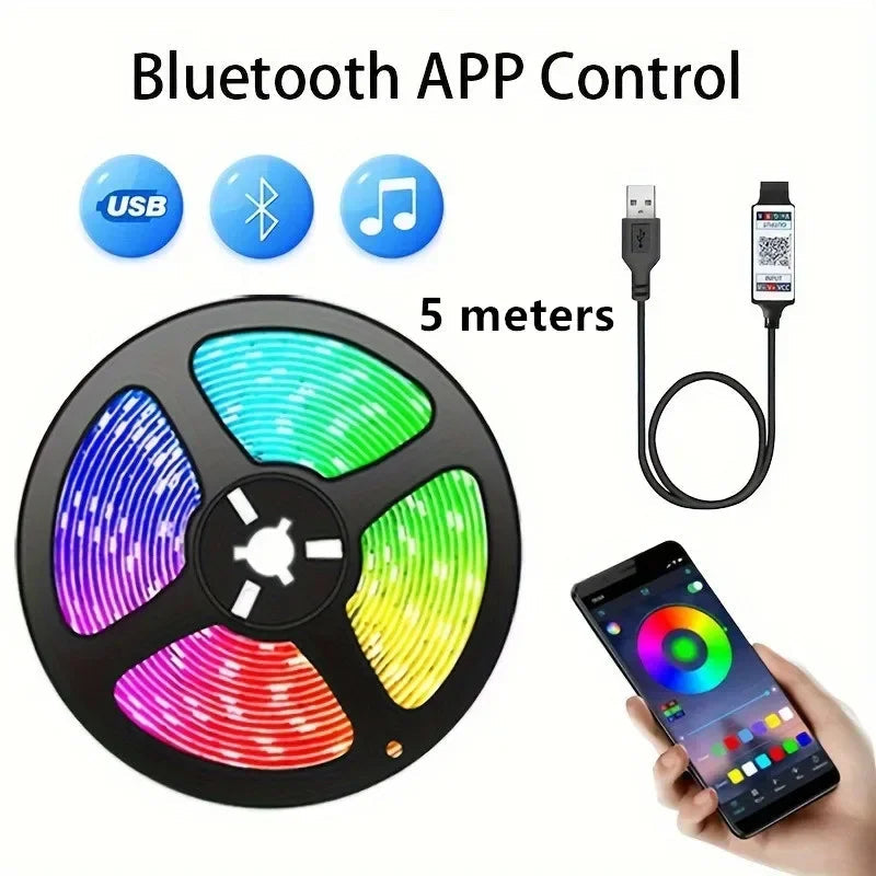 RGB LED Strip Light SMD 5050 USB Remote&APP Control Bluetooth Flexible Tape Diode Ribbon for TV Backdrop Living Room Bedroom Econic Blanks