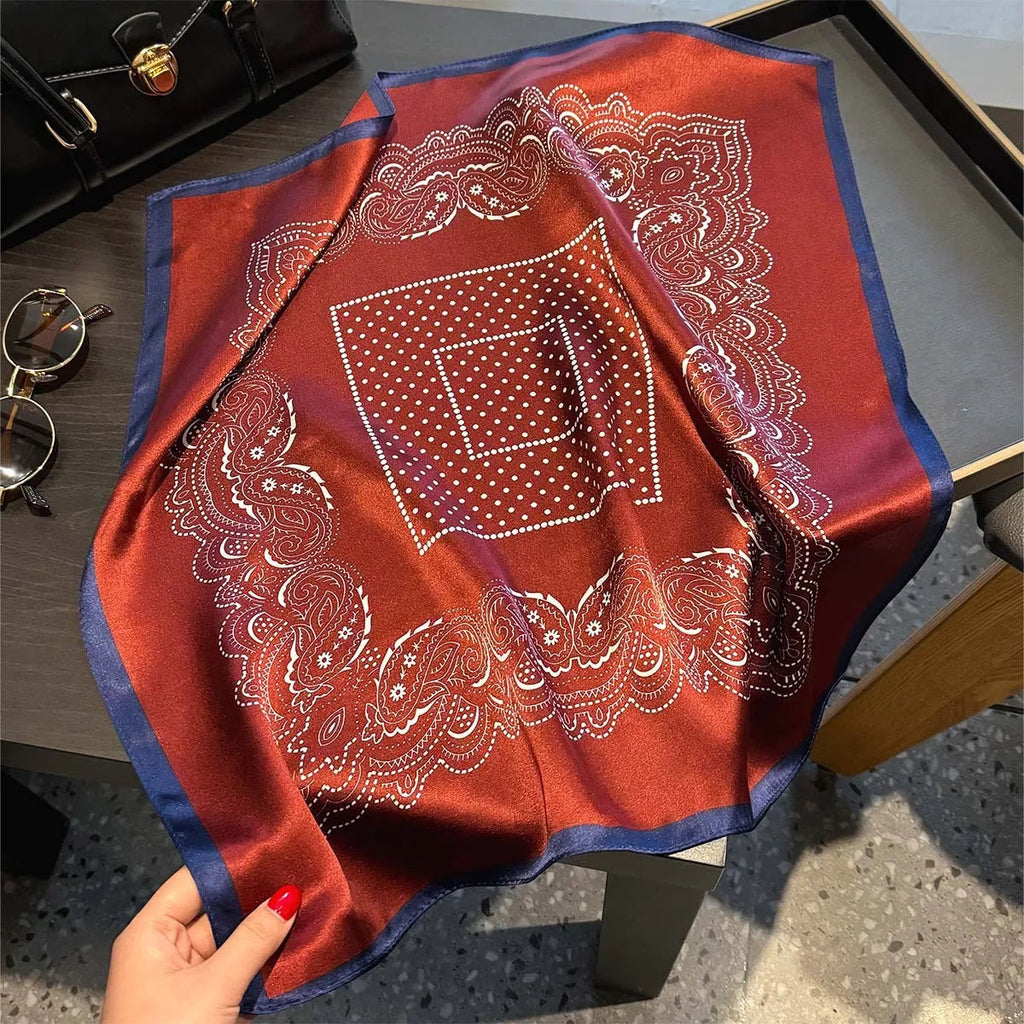 2025 Fashion 100% Real Silk Scarf 53cm Square Bandelet Women's Silk Temperament Small Scarf Neck Decorative Wrap Printed Scarves Quick Pick Grocers