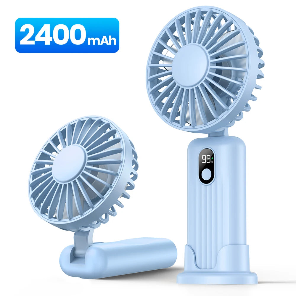 TOPK Portable Mini Fan,2400mAh USB Rechargeable Hand Neck Fan 3in1 Personal Electric Fan Standing Fans for Room Camping Foldable Quick Pick Grocers