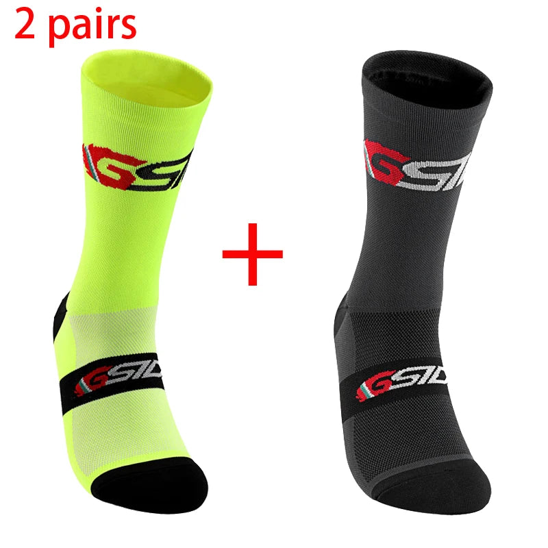 2pairs 2023 New Cycling Socks Bike Nurse Compression Road Bike Running Mtb Knee-high White Sports Funny Brand Black Quick Pick Grocers