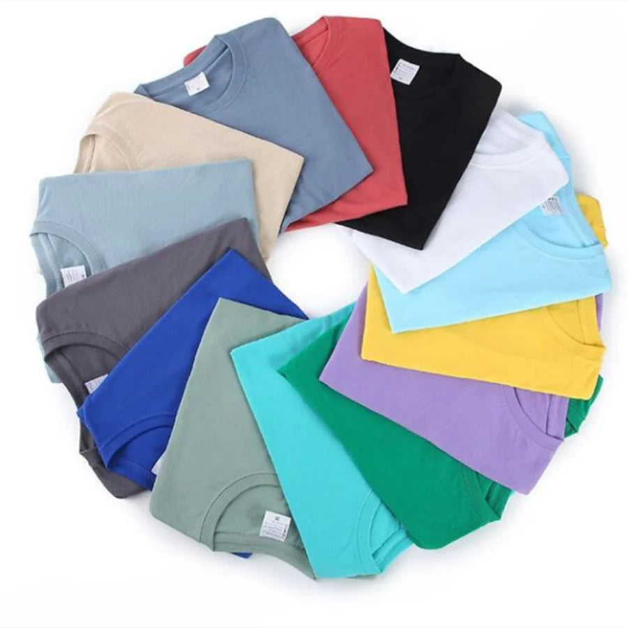 100% Cotton T-shirt Men Women Solid Color O Neck Short-sleeved Tops Summer Korean Loose Half-sleeve T Shirt Unisex M-4XL Quick Pick Grocers