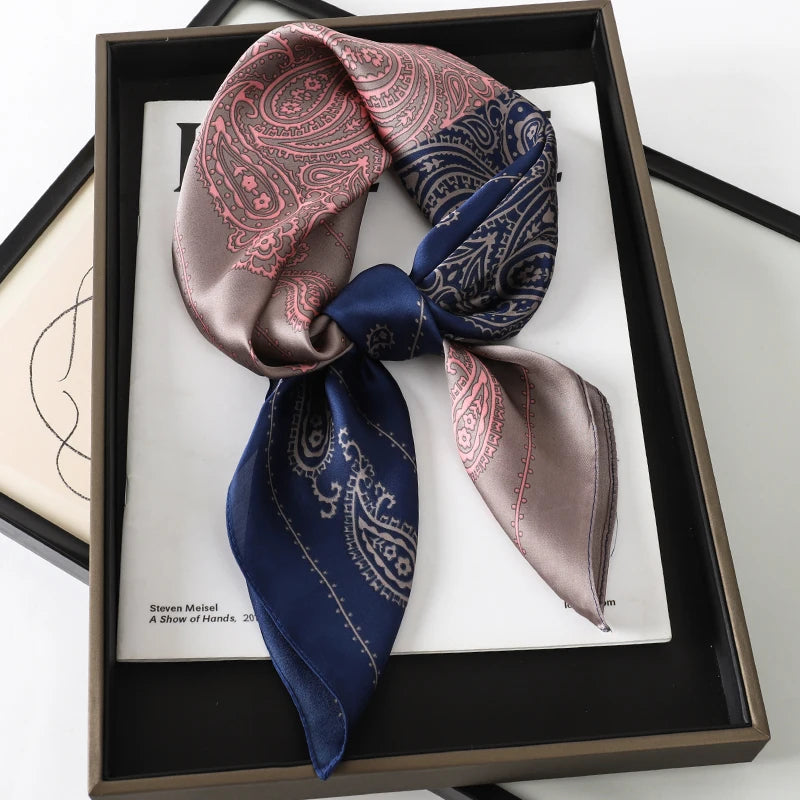 2025 New Fashion 70X70cmPrinted Women's Scarf Pashmina Silk Scarf Square Shawl Decorative Headband Neck Luxury Design Bandana Quick Pick Grocers