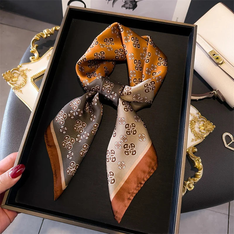 2025 New Fashion 70X70cmPrinted Women's Scarf Pashmina Silk Scarf Square Shawl Decorative Headband Neck Luxury Design Bandana Quick Pick Grocers