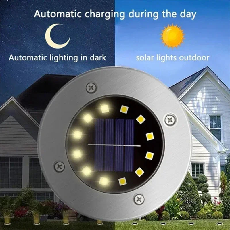 1/4/8Pcs Solar Lights Outdoor 8/20LEDs Disk Underground Lamp Spotlight Buried Solar Light for Home Garden Lawn Yard Decoration Quick Pick Grocers