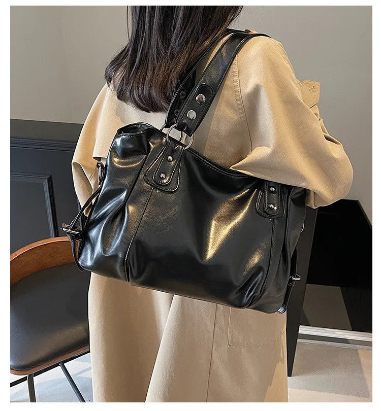 Soft Interior Compartment Shoulder Bags 2026 High Quality Contrasting Colors Bags for Women Fashion Zipper Pu Women's Handbags Quick Pick Grocers