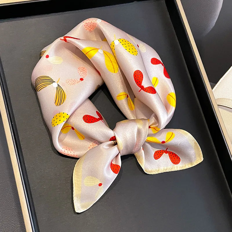 2025 Fashion 100% Real Silk Scarf 53cm Square Bandelet Women's Silk Temperament Small Scarf Neck Decorative Wrap Printed Scarves Quick Pick Grocers