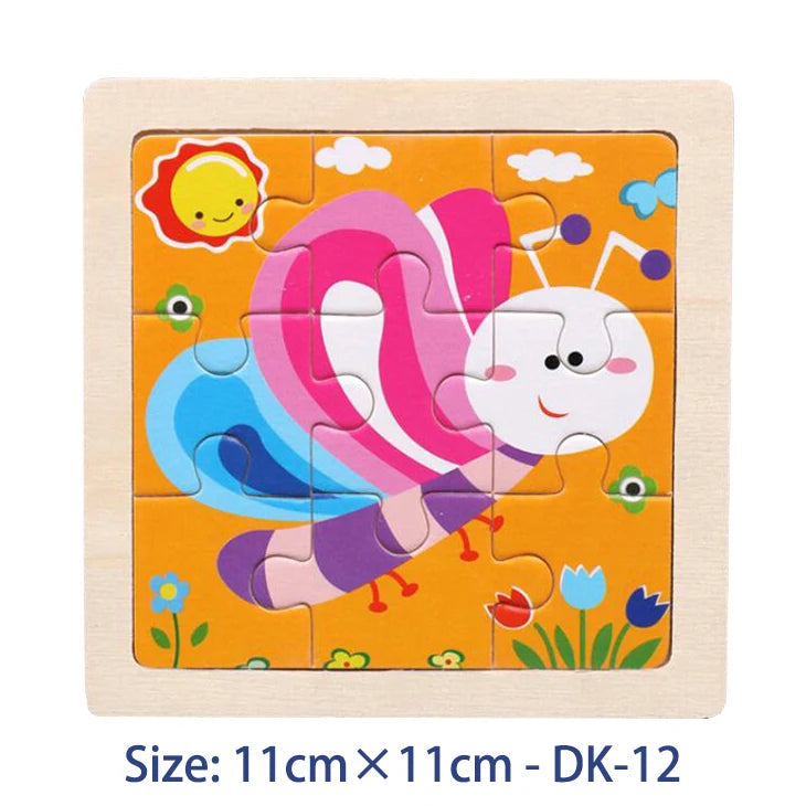 11cm/4.33in Kids Wooden Jigsaw Puzzle Games Cartoon Animal Vehicle Pattern Children Montessori Educational Toys Econic Blanks