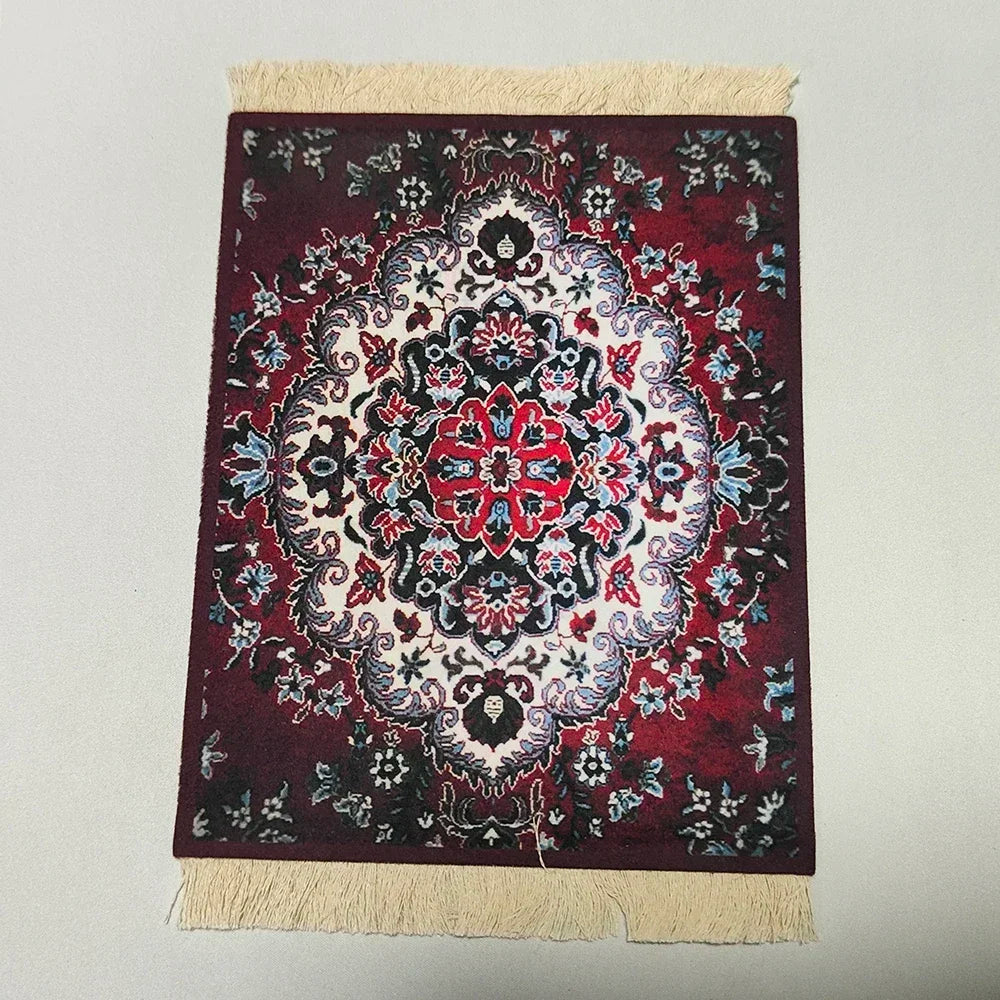 Woven flower Persian carpet small coaster wholesale merchants cheap mouse pad desk mat retro style rubber non-slip computer mats Quick Pick Grocers