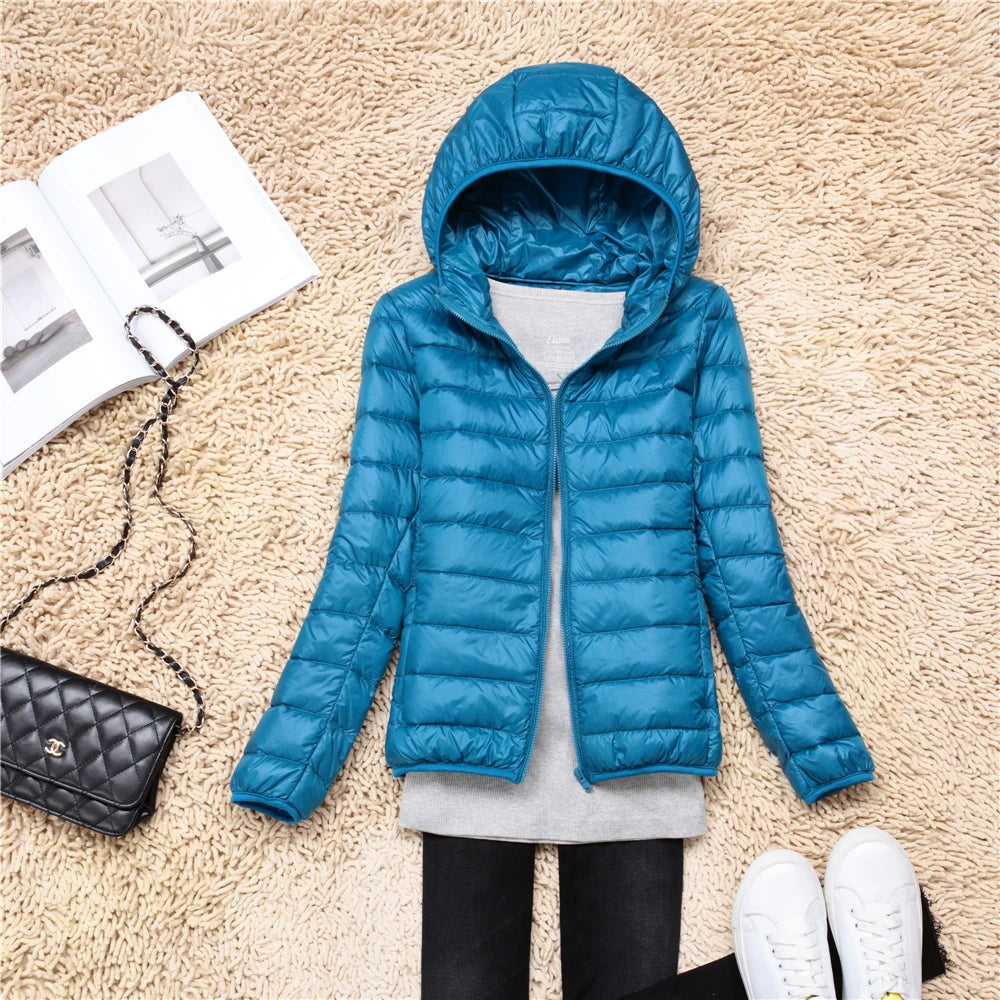 Women Puffer Jacket 15 Colors Plus Size 5XL 6XL 7XL 2025 New Spring Autumn Female Ultra Lightweight Packable Hooded Down Coats Quick Pick Grocers