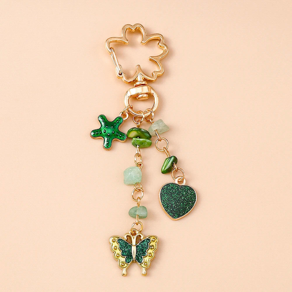 Cute Enamel Flower Butterfly Keychain Women Girls Love Heart Key Ring Pendants Handbag Decor DIY Handmade Jewelry Gifts Quick Pick Grocers