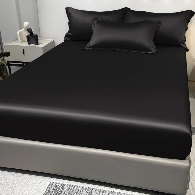 Modern Satin Fitted Sheet Ice Silk Bedspread Quick Pick Grocers