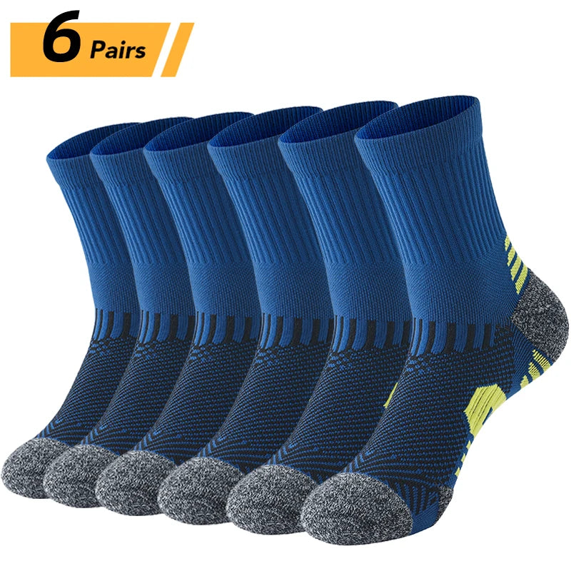 6/5/3 Pairs Men's Athletic Socks Sports Breathable Outdoor Running Compression Socks Cotton Training Long Black Stretch Socks Quick Pick Grocers