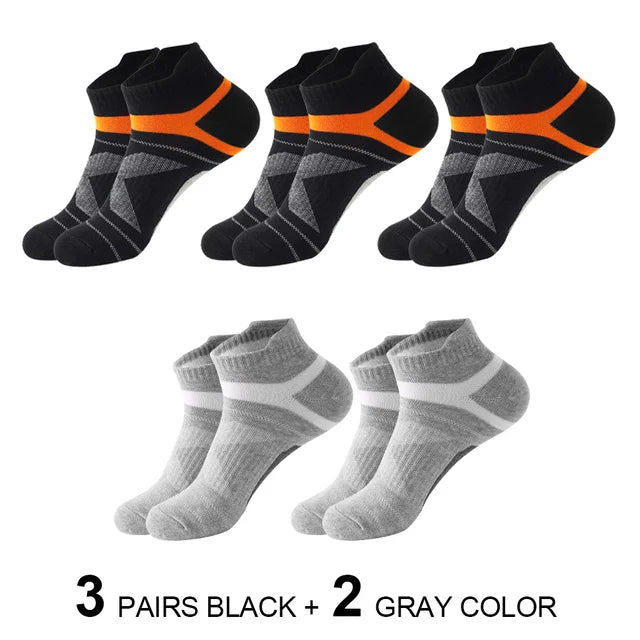5 Pairs High Quality Socks Men Summer Outdoor Casual Cotton Socks Short Breathable Black Ankle Socks Run Sports Socks Size 38-45 Quick Pick Grocers