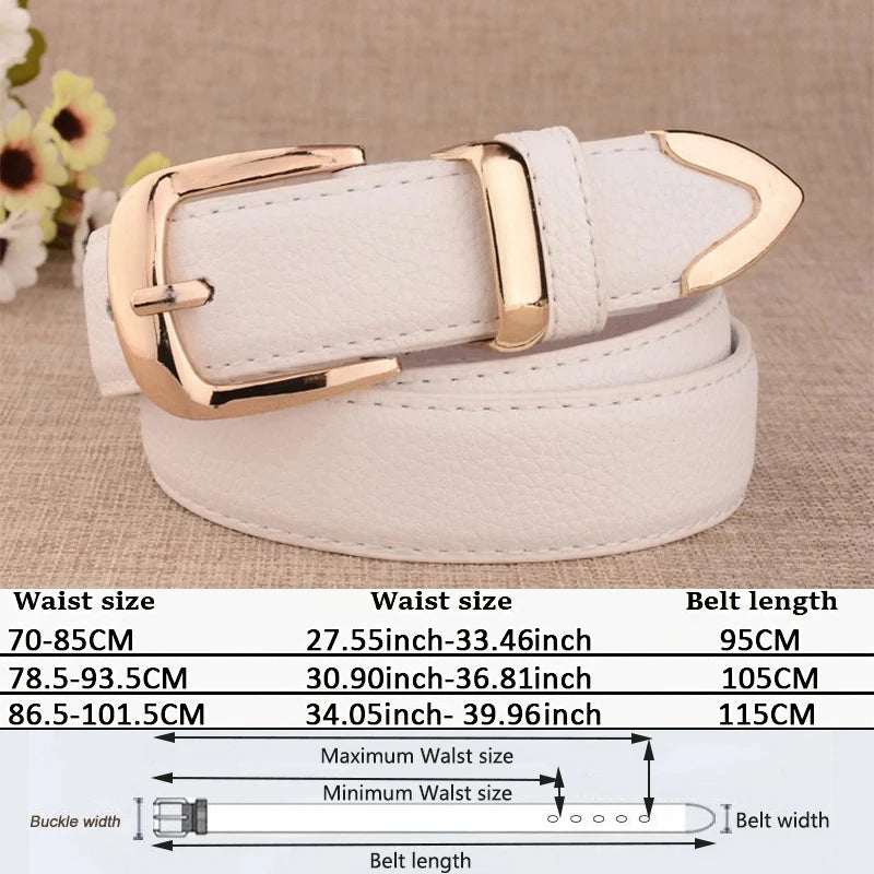 Fashion Women Genuine Leather Belts High Quality Gold Buckle Best Matching Dress Jeans Belts for Lady LB2146 Quick Pick Grocers