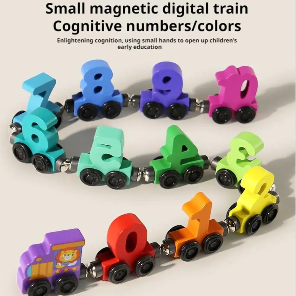 Wooden Number Digital Magnetic Train Toys Colorful Building Blocks Educational Hand-eye Coordination Magnetic Digital Train Quick Pick Grocers