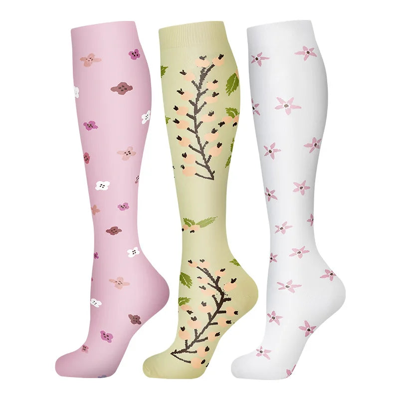 58 Styles 3 Pairs/Pack Compression Socks Knee High 30MmHg  Women Men Sports Socks Edema Diabetes Varicose Veins Running Socks Quick Pick Grocers