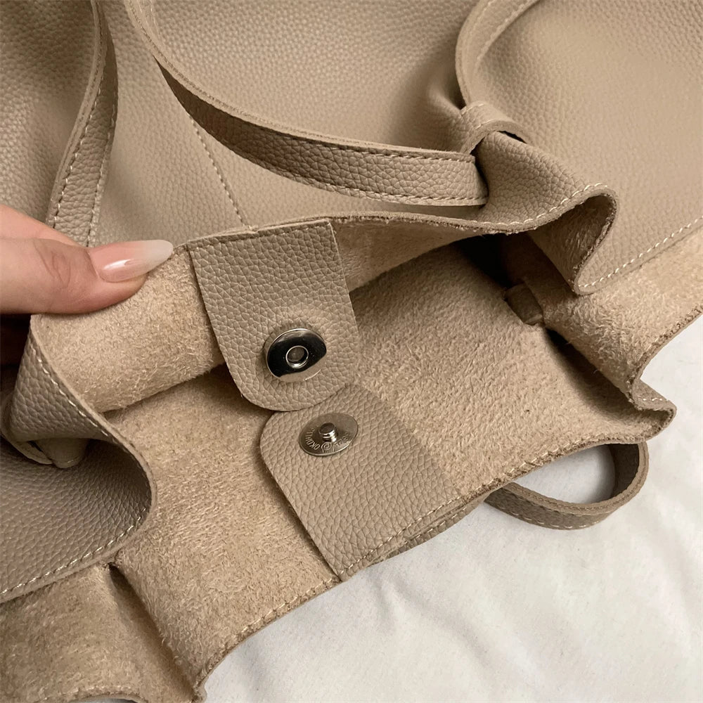 Branded Designer Shoulder Tote Bags For Women Soft PU Leather 2-IN-1 Big Capacity Shopper Tote Set 2025 Luxury Designer Handbags Quick Pick Grocers