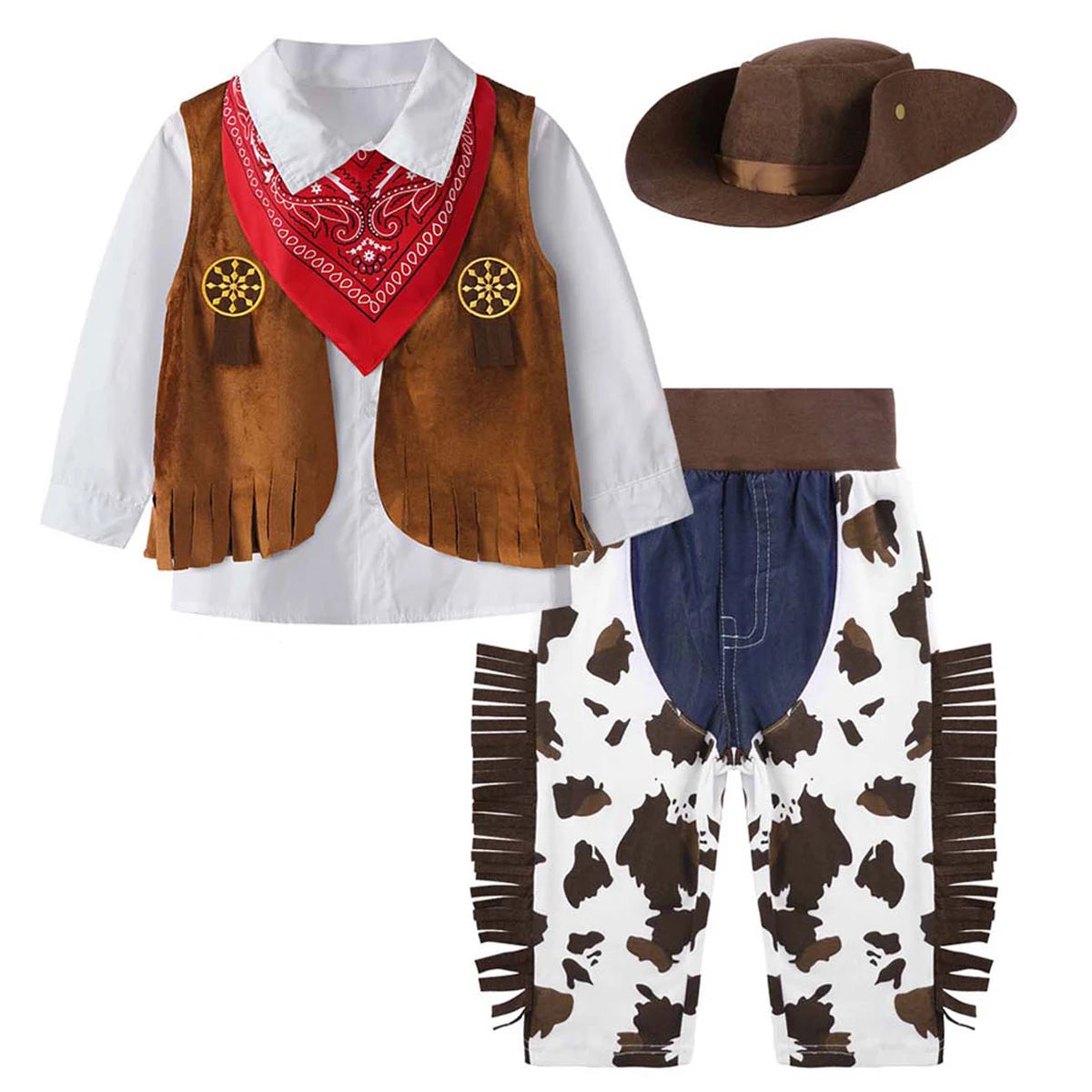 Kid Boys Cowboy Costume Children Western Cowboy Costumes Purim Cosplay Halloween Event Dress Up Party Stage Performance Outfits Quick Pick Grocers