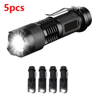 1/3/5/10Packs Portable Mini Q5 LED Flashlight Tactical Lamp Torch Adjustable Focus Zoomable Flashlight for Gift Hiking Camping