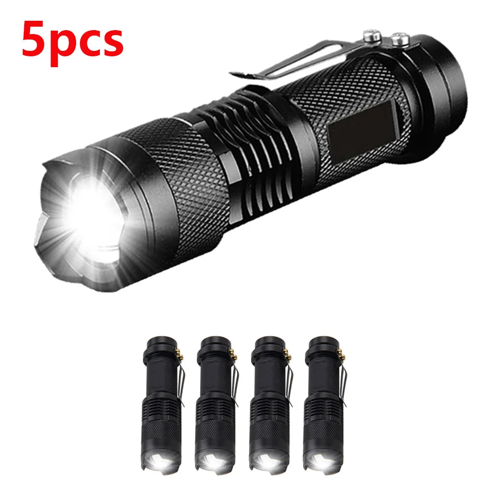1/3/5/10Packs Portable Mini Q5 LED Flashlight Tactical Lamp Torch Adjustable Focus Zoomable Flashlight for Gift Hiking Camping