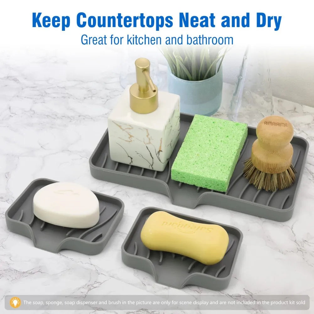 1-Pack Silicone Drain Soap Box Kitchen Bathroom Anti-slip Sink Tray Creative Washing Table Soap Tray Free Punch Drain Rack Econic Blanks