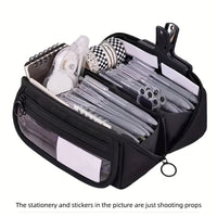 Large Capacity Pencil Case Organizer - Multi-Compartment Desktop Storage for School & Office Supplies ( Pink/Purple/Black) Quick Pick Grocers