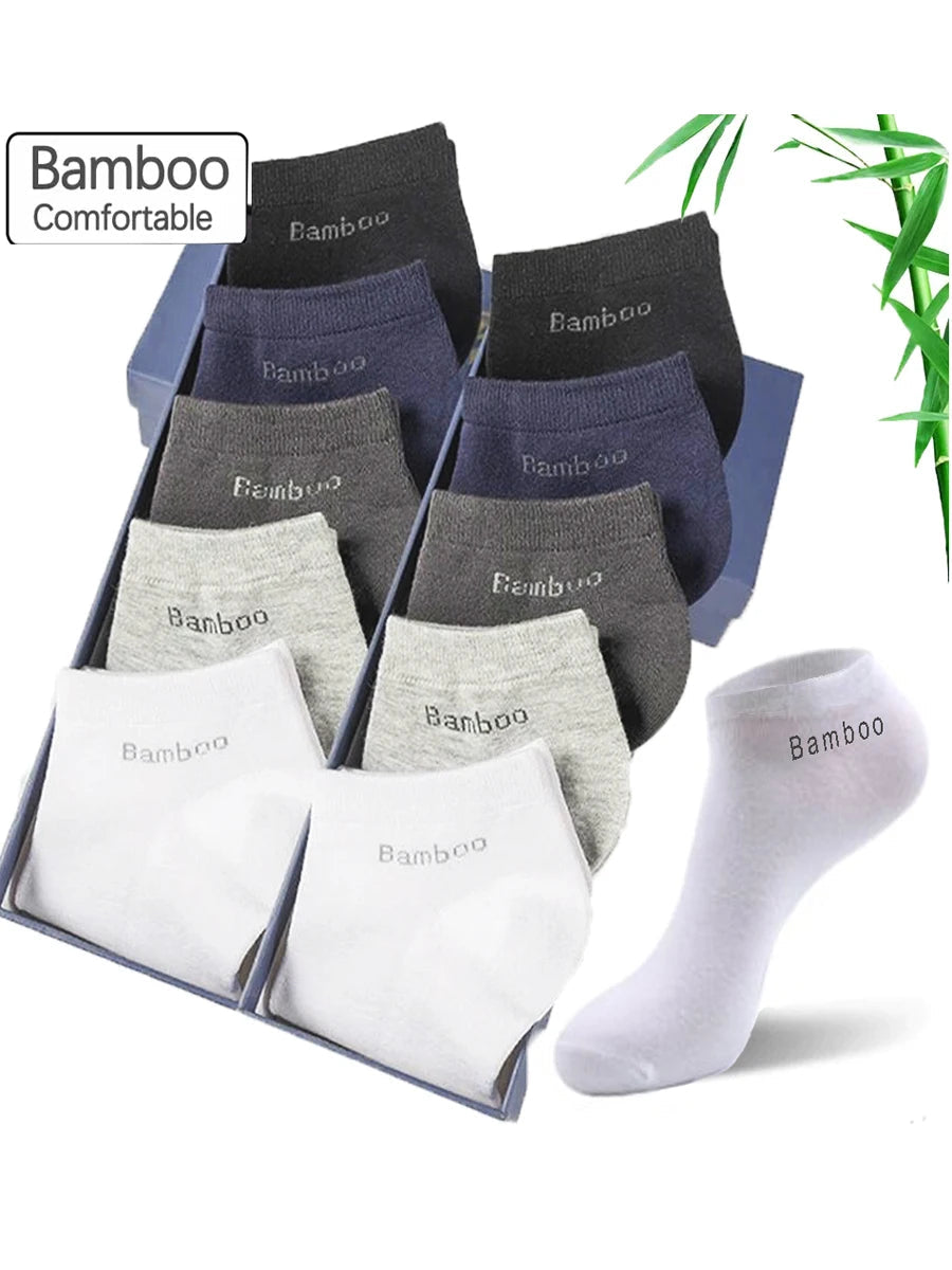 5/10/15 Pairs Men's Bamboo Fiber Socks Short High Quality New Casual Breatheable Anti-Bacterial Man Ankle Socks Men Size 38-45 Quick Pick Grocers