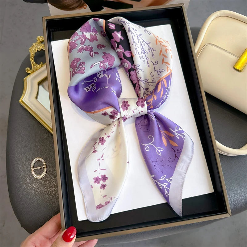 2025 New Fashion 70X70cmPrinted Women's Scarf Pashmina Silk Scarf Square Shawl Decorative Headband Neck Luxury Design Bandana Quick Pick Grocers