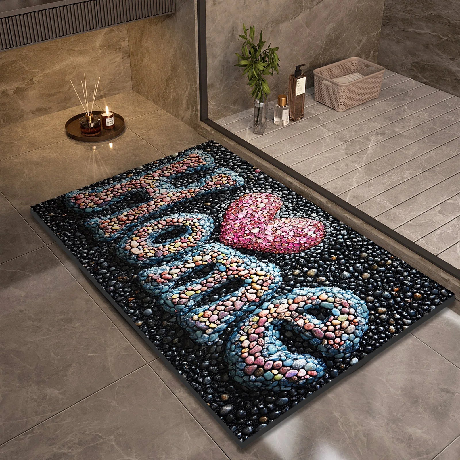 Stone Design Diatomite Bath Mat Bathroom Non-slip Shower Foot Mats Absorbent Quick Dry Toilet Rugs Carpet Doormat Washable Quick Pick Grocers