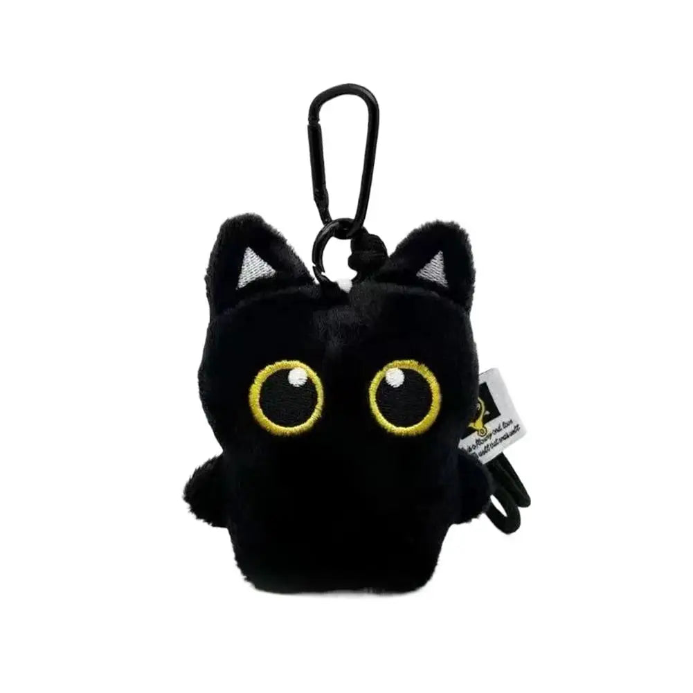 Cute Cartoon Plush Black Cat Keychain Bag Pendant Decoration Kawaii Stuffed Doll Toy Car Keyring Accessories Couples Gift Quick Pick Grocers