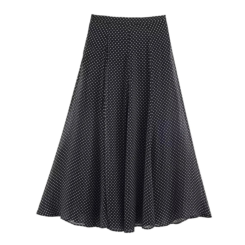 Polka Dot Printed Midi Skirts Two Piece Sets for Women 2025 Summer Chic Bow Tied Blouse Top Suits Woman 2 Piece Outfits Quick Pick Grocers