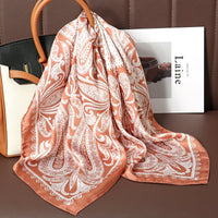 Bohemian Style Print Luxury Brand Silk Square Scarf Women Satin Shawls Neckerchief Wrap Scarves Bandana Hair Hjiab Floral Quick Pick Grocers