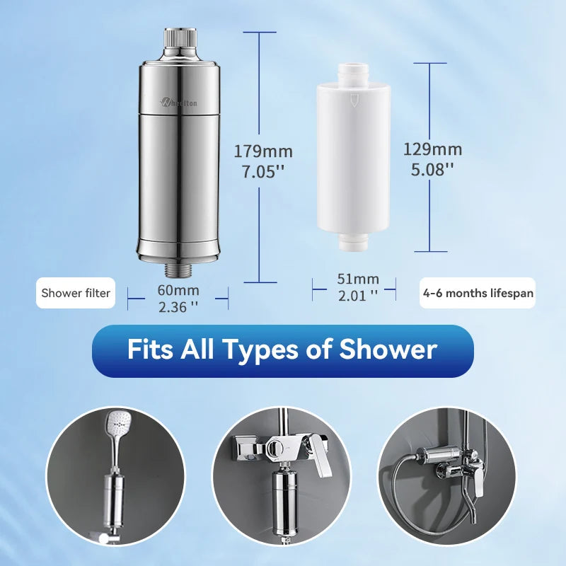 Wheelton Household Shower Water Filter - Filter Water Reduces Chlorine Heavy Metal  Sediment Improves Dry Itchy Skin & Hairloss Quick Pick Grocers