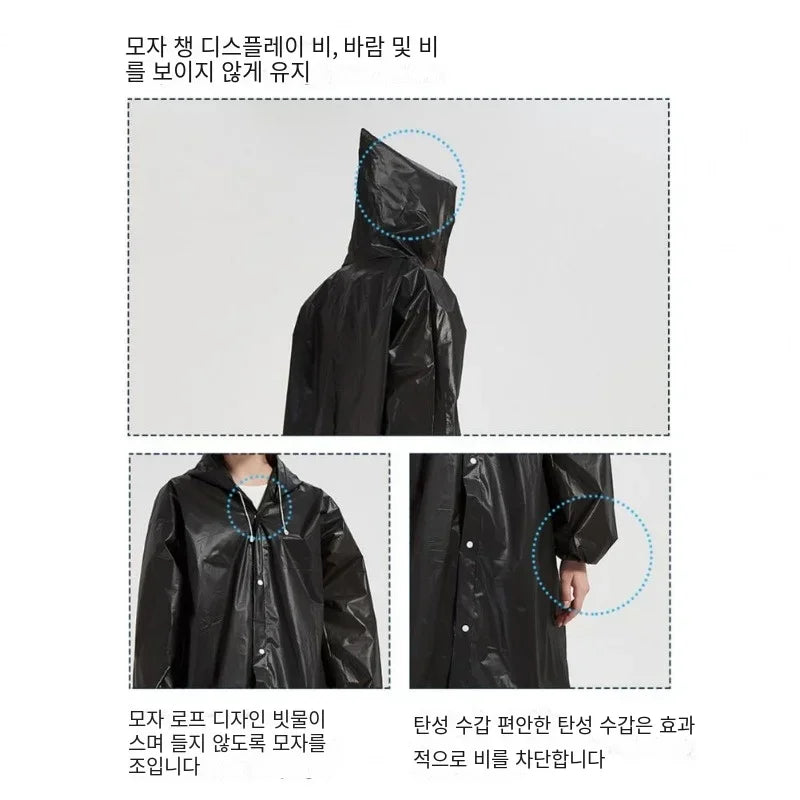 High Quality 1piece 145*68CM EVA Unisex Raincoat Thickened Raincoat Women Waterproof Men Black Camping Waterproof Rainwear Suit Quick Pick Grocers