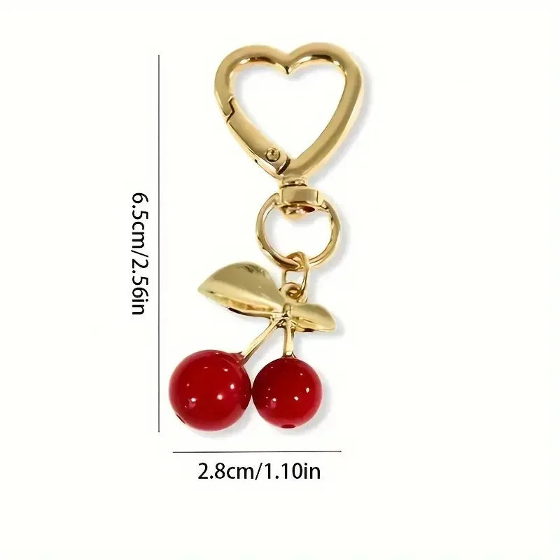 Cherry Blossom Heart-Shaped Bag Charm Durable Lobster Clasp DIY Bag Accessory Perfect Gift for Women Romantic Token of Love Quick Pick Grocers