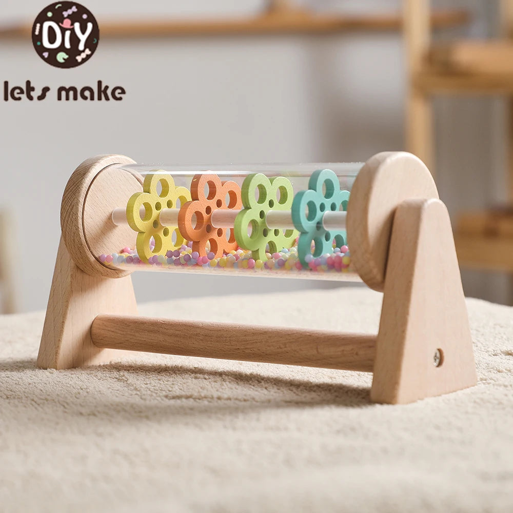 Montessori Rain Stick Toy for Babies Wooden Rainmaker Musical Shaker,Sensory Educational Instrument for Toddlers 6-12 Months Purest Peak