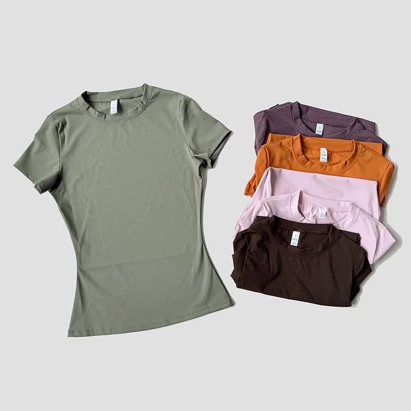 Women Yoga Top Seamless Sport T Shirts Fitness Clothes Short Sleeve Yoga Shirt Gym Top Running  Active Wear Quick Pick Grocers