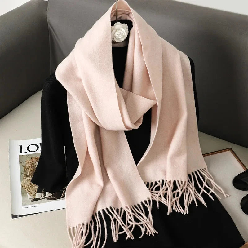 62Color Solid Women Winter Scarf Warm Thicken Cashmere Shawl Outdoor Fashion Luxury Tassels Pashmina Lady Wrap Windproof Scarves Econic Blanks
