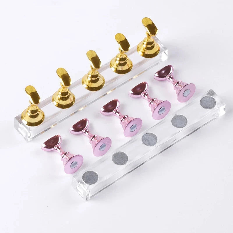 5/30pcs/Set Magnetic Nail Holder False Nail Tip Practice Stand Crystal Base Holder Nail Art Display For Art Salon DIY & Practice Econic Blanks