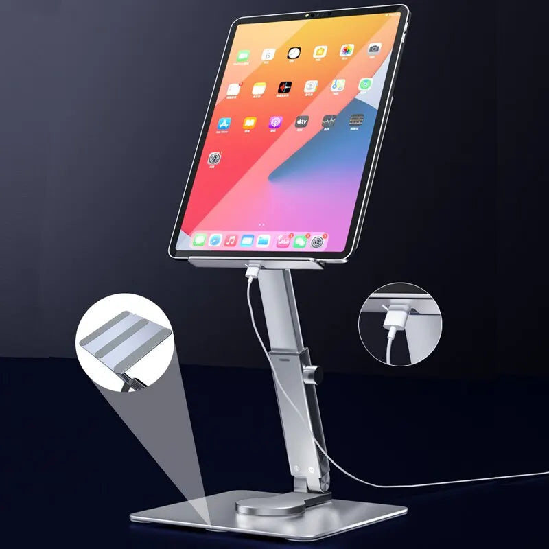 Aluminum Tablet Stand 360°Rotating Folding Adjustable Desk Holder Mount Riser for iPad Pro Air 4 Mini 12.9 4-14 Inch Xiaomi Tab Quick Pick Grocers