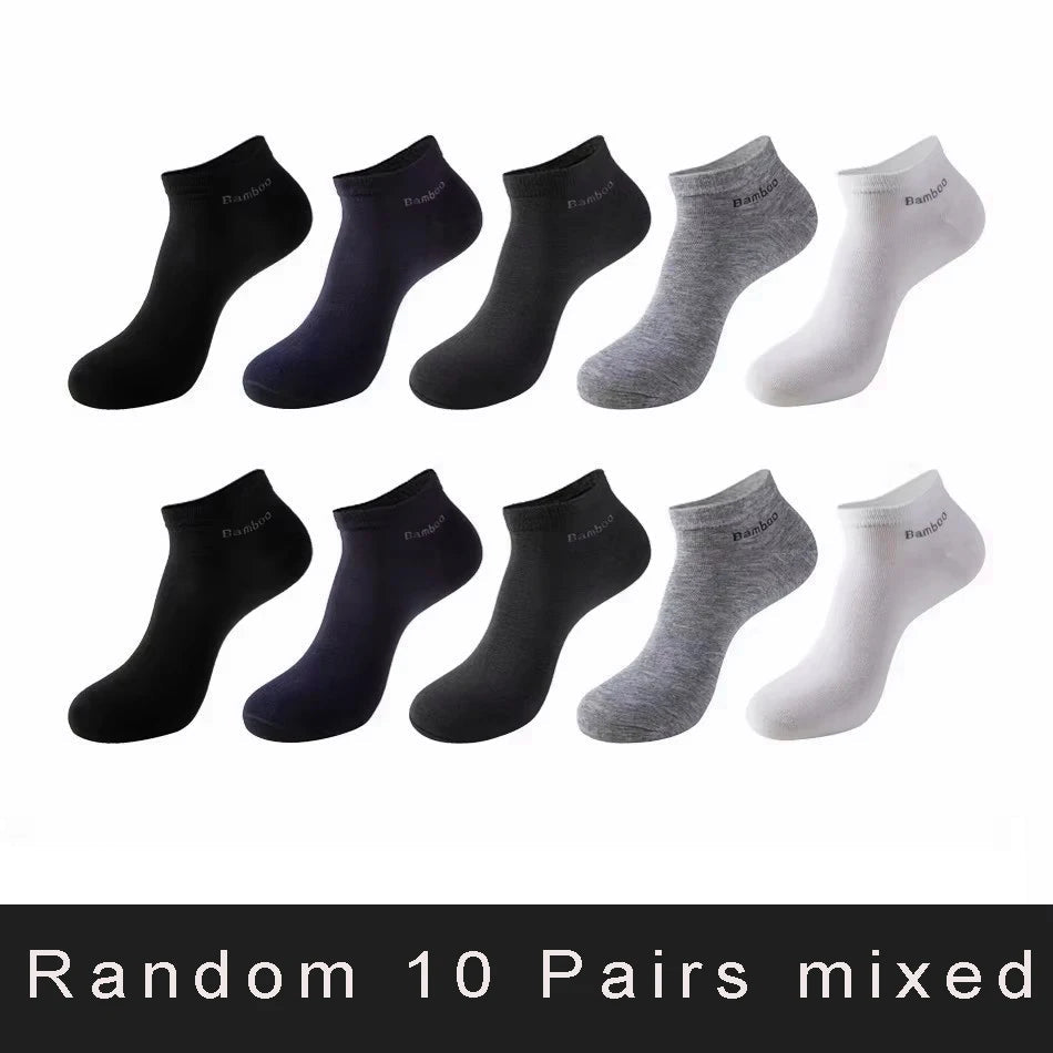5/10/15 Pairs Men's Bamboo Fiber Socks Short High Quality New Casual Breatheable Anti-Bacterial Man Ankle Socks Men Size 38-45 Quick Pick Grocers
