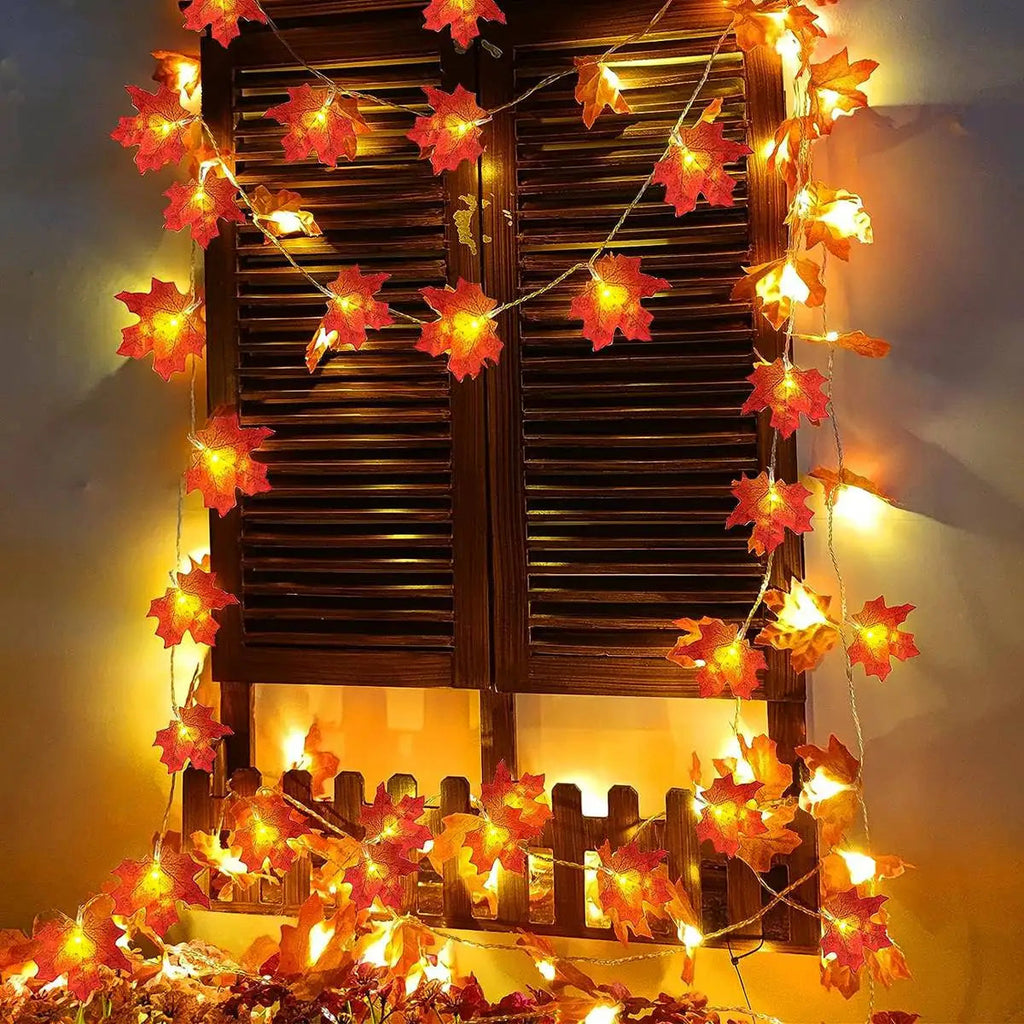 1pc 10/20 LED Maple Leaf String Lights Battery Powered Fairy Lights For Home Party Holiday Arrangement Scene Outdoor Decoration Econic Blanks