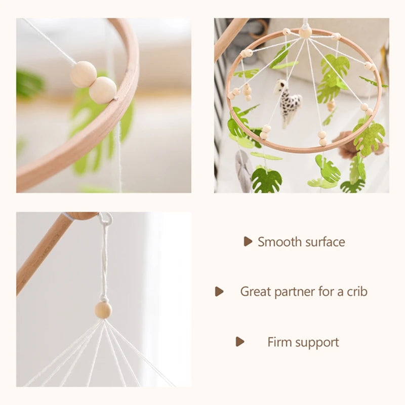 Baby Crib Mobile Rattle Toy For 0-12 Months Cartoon Felt Forest Animal Bed Bell Hanging Wooden Bracket Mobile Newbaby Rattle Toy Purest Peak