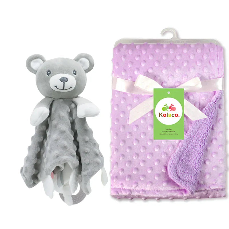 Personalized Newborn Baby Blanket with Name Custom Stroller Sleeping Dolls Animal Security Towel Gift Set for Baby Shower Gifts Purest Peak