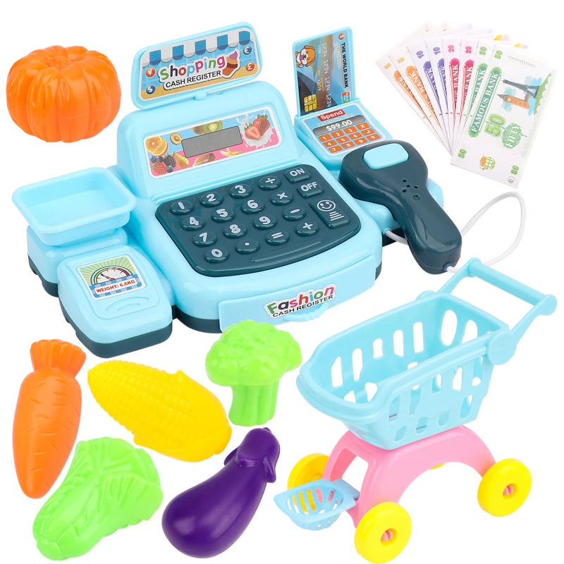 Simulation Shopping Cash House Toys Electronic Game Lighting And Sound Effects Supermarket Cashier Toys Econic Blanks