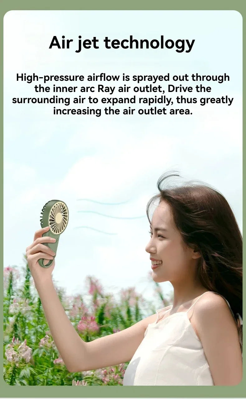 Cartoon Foldable Mini Fan USB Rechargeable Handheld Desktop Fan with Hook Portable Cooling Fan for Outdoor Travel Home Office Quick Pick Grocers