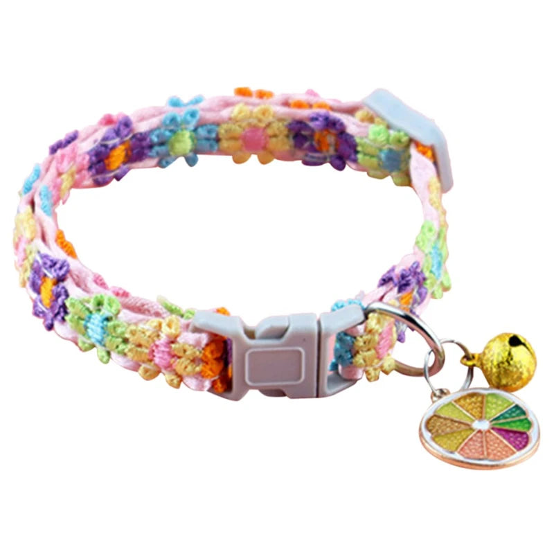 Pet Collar With Bell Cartoon Footprint Colorful Dog Puppy Kitten Collar Adjustable Safety Bell Ring Necklace Pet Accessories Econic Blanks
