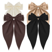 Korean Accessories Hair Clips for Women Girls Big Bowknot Solid Satin Long Ribbon Bows Spring Clamp Barette Cheveux Femme 2023 Quick Pick Grocers