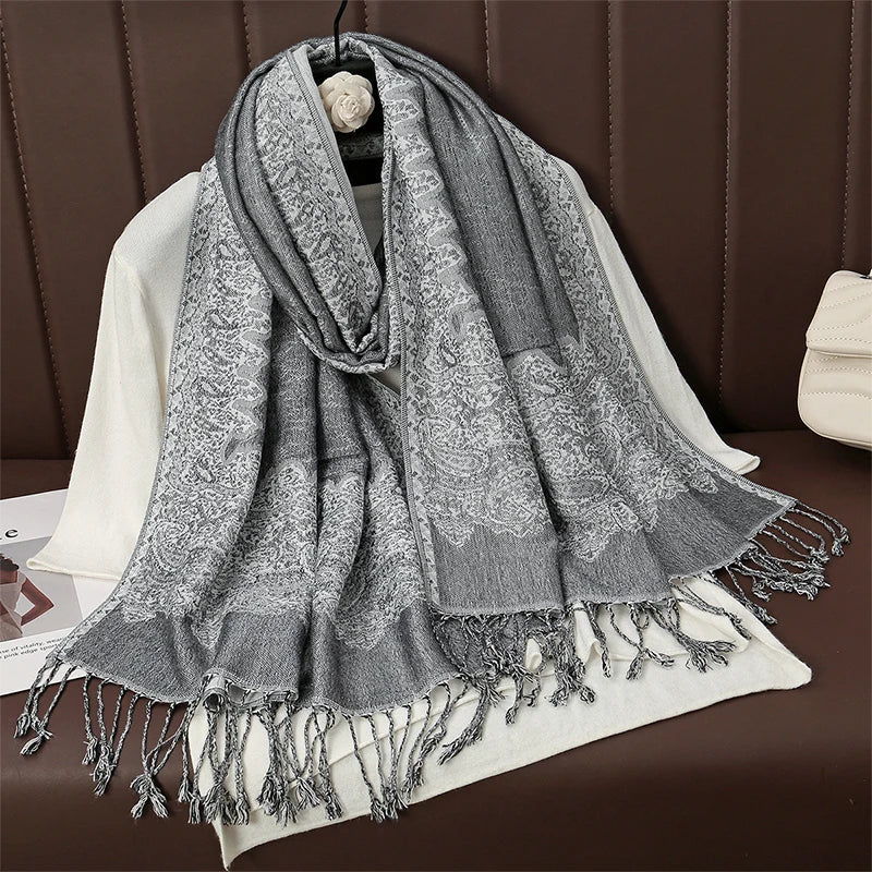 Luxury Brand Autumn Cashmere Pashmina Shawl Lady Wrap Warm Winter Scarves Design Print Female Foulard Cotton Stoles Scarf 2023 Quick Pick Grocers